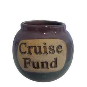 Tumbleweed Pottery Jar "Cruise Fund" Blue/Purple Ombre Made USA Novelty Travel